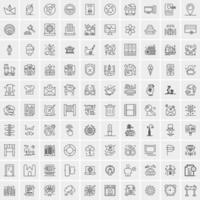 Pack of 100 Universal Line Icons for Mobile and Web vector