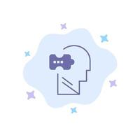 Logic Mind Problem Solving Blue Icon on Abstract Cloud Background vector