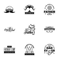 Happy Fathers Day vector hand lettering 9 Black Calligraphy illustration for greeting card festival poster etc Editable Vector Design Elements