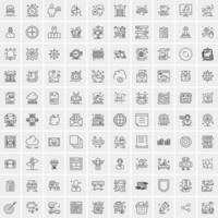 paquete de 100 iconos de líneas universales para móviles y web vector