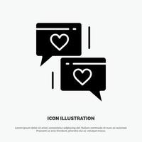 Chat Love Heart Wedding solid Glyph Icon vector