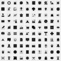 Set of 100 Universal Solid Icons vector