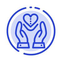 Care Compassion Feelings Heart Love Blue Dotted Line Line Icon vector