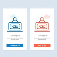 Marketing Board Sign Open  Blue and Red Download and Buy Now web Widget Card Template vector