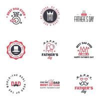 Set of Happy Fathers day elements 9 Black and Pink Vector illustration Editable Vector Design Elements