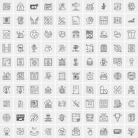 Pack of 100 Universal Line Icons for Mobile and Web vector