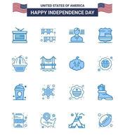 Happy Independence Day USA Pack of 16 Creative Blues of muffin security party usa shield Editable USA Day Vector Design Elements