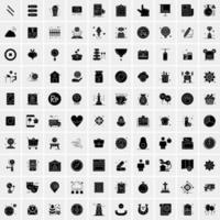 Set of 100 Universal Solid Icons vector