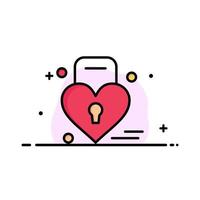 Lock Love Heart Wedding  Business Flat Line Filled Icon Vector Banner Template