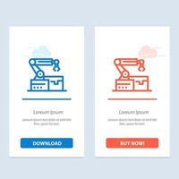 Automated Robotic Arm Technology  Blue and Red Download and Buy Now web Widget Card Template vector