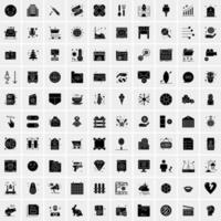 Set of 100 Universal Solid Icons vector