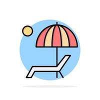 Beach Umbrella Bench Enjoy Summer Abstract Circle Background Flat color Icon vector