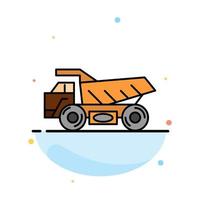 Truck Trailer Transport Construction Abstract Flat Color Icon Template vector