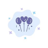 Balloon Love Wedding Heart Blue Icon on Abstract Cloud Background vector