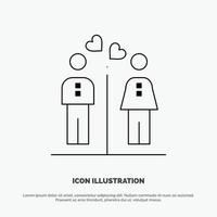 Men Women Couple Boy Girl Line Icon Vector