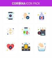 Corona virus disease 9 Flat Color icon pack suck as drugs injured cream fraction bone viral coronavirus 2019nov disease Vector Design Elements