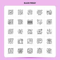 OutLine 25 Black Friday Icon set Vector Line Style Design Black Icons Set Linear pictogram pack Web and Mobile Business ideas design Vector Illustration