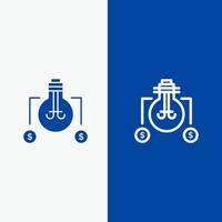 Bulb Idea Solution Dollar Line and Glyph Solid icon Blue banner Line and Glyph Solid icon Blue banner vector