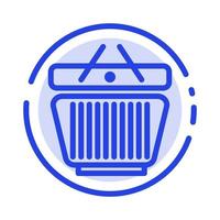 Basket Retail Shopping Cart Blue Dotted Line Line Icon vector