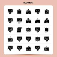 sólido 25 conjunto de iconos multimedia diseño de estilo de glifo vectorial conjunto de iconos negros diseño de ideas de negocios web y móvil ilustración vectorial vector