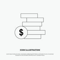 Coins Money Cash Gold Money Line Icon Vector