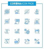 conjunto simple de covid19 protección azul 25 icono paquete icono incluido desinfectante enfermedad laboratorio virus otorrinolaringólogo coronavirus viral 2019nov enfermedad vector elementos de diseño