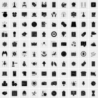 Set of 100 Universal Solid Icons vector