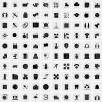 Set of 100 Universal Solid Icons vector