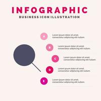 investigación de búsqueda interfaz de usuario básica icono sólido infografía 5 pasos fondo de presentación vector