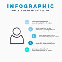 Avatar User Basic Line icon with 5 steps presentation infographics Background vector