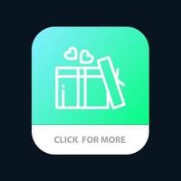 Gift Love Heart Wedding Mobile App Button Android and IOS Line Version vector