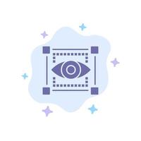 Visual View Sketching Eye Blue Icon on Abstract Cloud Background vector