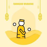 Ramadan kareem greeting template islamic crescent and arabic lantern vector illustration