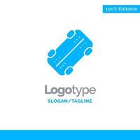 patín patineta deporte azul sólido logotipo plantilla lugar para eslogan vector