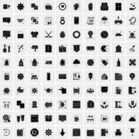 Set of 100 Universal Solid Icons vector