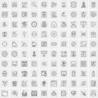 paquete de 100 iconos de líneas universales para móviles y web vector