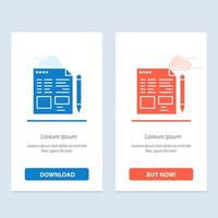 File Text Pencil Education  Blue and Red Download and Buy Now web Widget Card Template vector