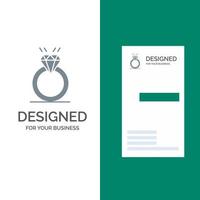 Ring Diamond Proposal Marriage Love Grey Logo Design and Business Card Template vector