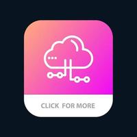 Cloud Share Computing Network Mobile App Button Android and IOS Line Version vector