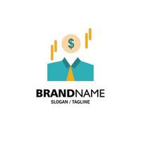 Businessman Dollar Man Money Business Logo Template Flat Color vector