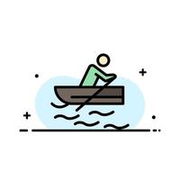 Boat Rowing Training Water  Business Flat Line Filled Icon Vector Banner Template