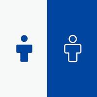 avatar gente masculina línea de perfil y glifo icono sólido bandera azul línea y glifo icono sólido bandera azul vector