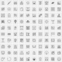 paquete de 100 iconos de líneas universales para móviles y web vector