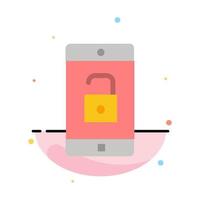 Application Mobile Mobile Application Unlock Abstract Flat Color Icon Template vector