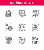 Coronavirus awareness icons 9 Line icon Corona Virus Flu Related such as epidemic antigen hand coronavirus viral coronavirus 2019nov disease Vector Design Elements