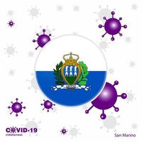Pray For San Marino COVID19 Coronavirus Typography Flag Stay home Stay Healthy Take care of your own health vector
