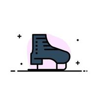 bota patines de hielo patines patinaje de negocios línea plana lleno icono vector banner plantilla