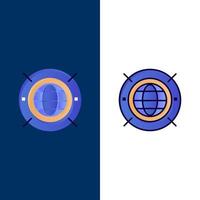 Internet Web World Computing  Icons Flat and Line Filled Icon Set Vector Blue Background