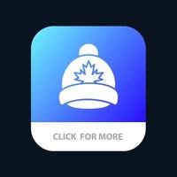 botón de la aplicación móvil hat cap leaf canadá versión de glifo de android e ios vector