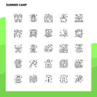 conjunto de iconos de línea de campamento de verano conjunto de 25 iconos diseño de estilo minimalista vectorial conjunto de iconos negros paquete de pictogramas lineales vector